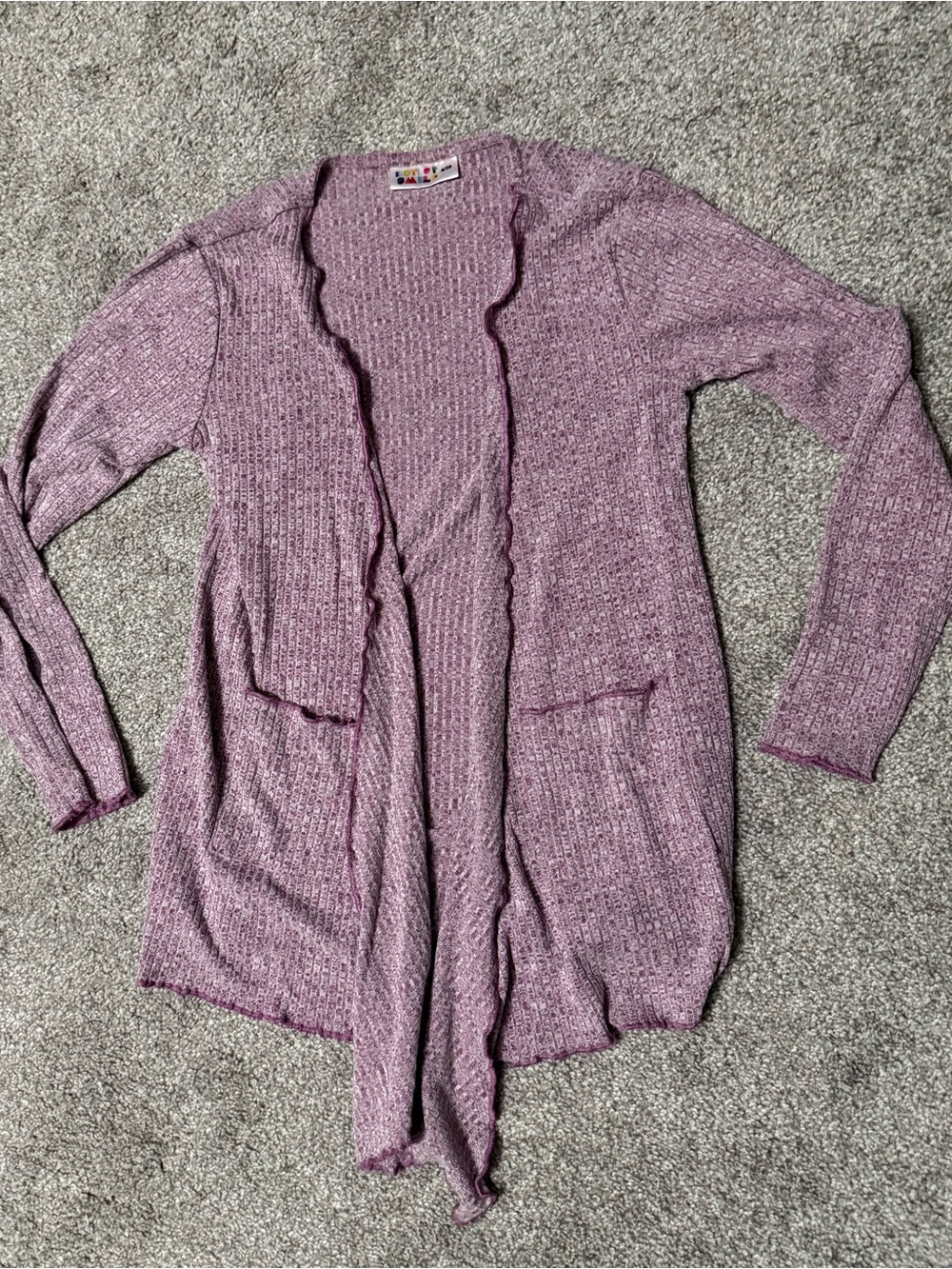 Dot Dot Smile Cardigan, Light Purple Open-Front Sweater - Girls 8/10